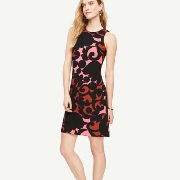 Ann Taylor sz 6 new red pink black sleeveless dress - Picture 1 of 8